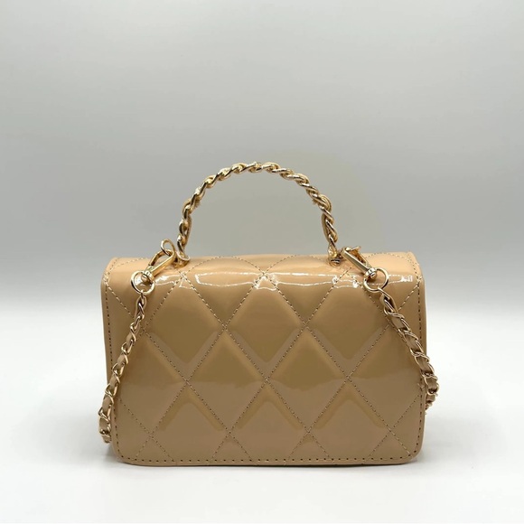 Valentino Orlandi Quilted V-Logo Bag•Gold-chain Strap& Top Handle•NWT MSRP $349 - Picture 2 of 5